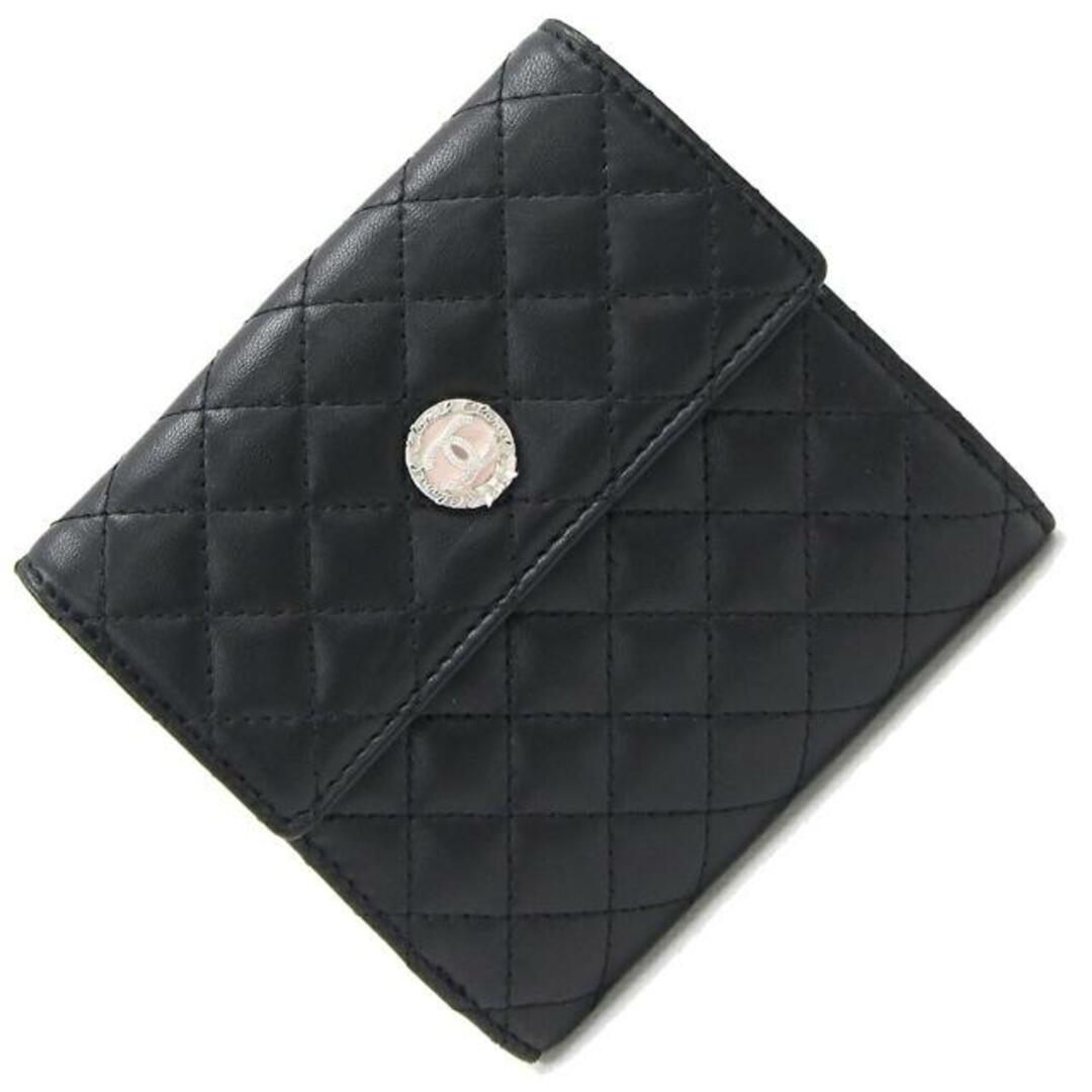 CHANEL(シャネル)の シャネル Wホック財布 ブラック レザー 中古 レディースのファッション小物(財布)の商品写真