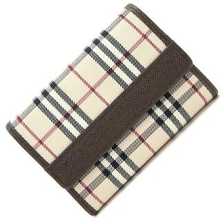 バーバリー(BURBERRY)の バーバリー 三つ折り財布 ベージュ ブラウン キャンバス(財布)