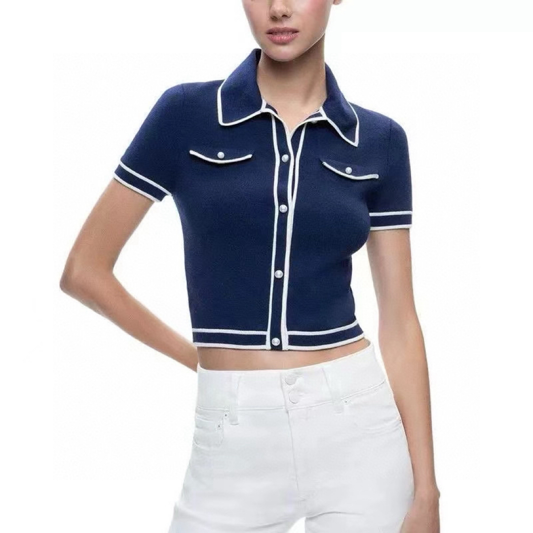 Alice+Olivia(アリスアンドオリビア)の❤️★Alice olive   新作新品　白　半袖　ポロシャツ　トップス2色 レディースのトップス(ポロシャツ)の商品写真