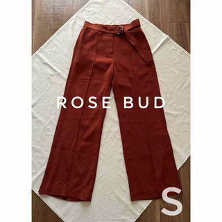ローズバッド(ROSE BUD)のROSE BUD ローズバッド　両脇スリット入りワイドパンツ　赤茶色　S(カジュアルパンツ)