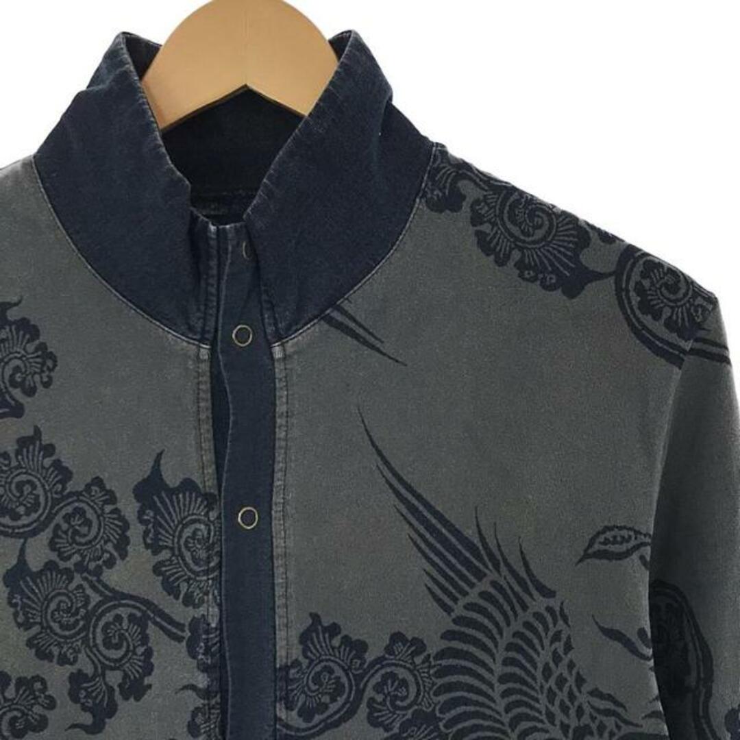 AUSTERE JAPAN KOROMO / オスティアジャパン衣 | 藍染染め 和柄 プリント ハイネックシャツ | M | グレー / インディゴ | メンズ メンズのトップス(Tシャツ/カットソー(七分/長袖))の商品写真