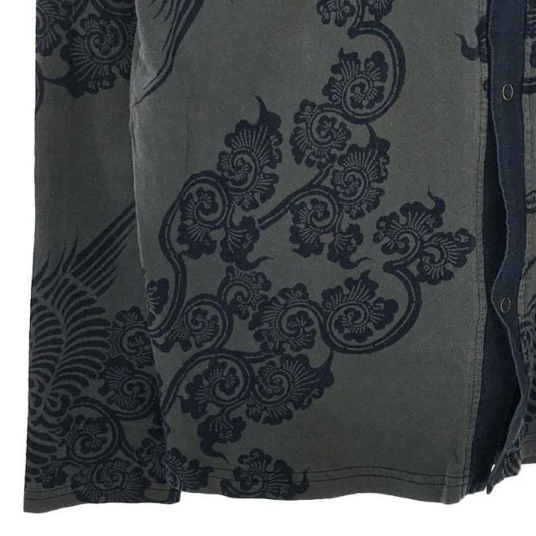 AUSTERE JAPAN KOROMO / オスティアジャパン衣 | 藍染染め 和柄 プリント ハイネックシャツ | M | グレー / インディゴ | メンズ メンズのトップス(Tシャツ/カットソー(七分/長袖))の商品写真