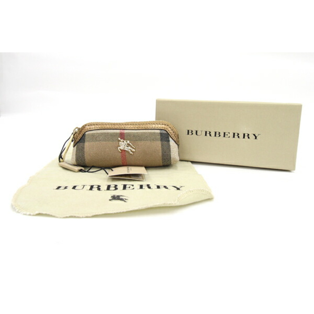 BURBERRY(バーバリー)の バーバリー ミニポーチ ベージュ キャンバス レザー レディースのファッション小物(キーケース)の商品写真