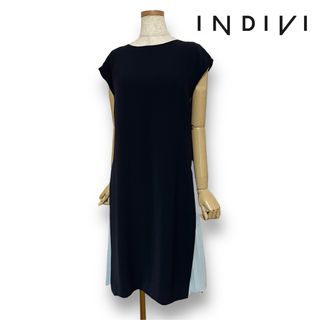 INDIVI - 【美品】INDIVI インディヴィ サイドプリーツ ワンピース 38 Ｍ