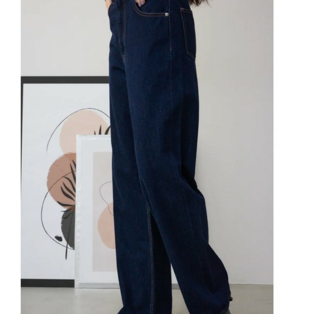 AZUL by moussy(アズールバイマウジー)のアズールバイマウジーハイウエストワイドデニムパンツ レディースのパンツ(デニム/ジーンズ)の商品写真