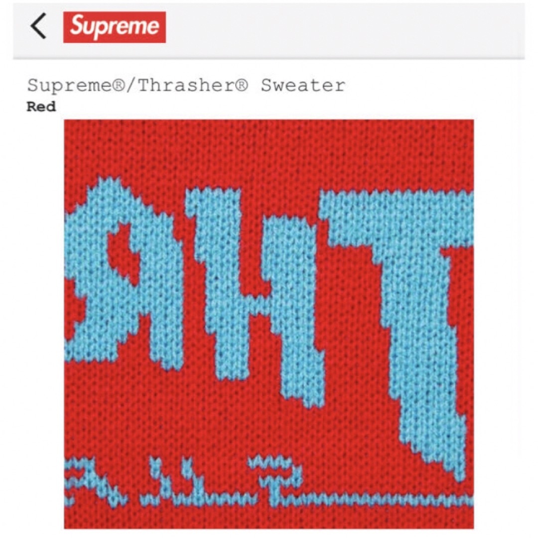 Supreme(シュプリーム)のXL Supreme Thrasher Sweater スラッシャー セーター赤 メンズのトップス(ニット/セーター)の商品写真