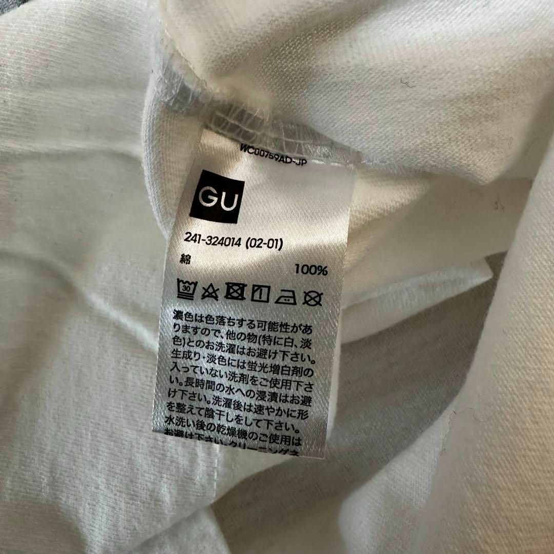 GU(ジーユー)のトップス　Tシャツ　GU ジーユー　ホワイト　白　綿100% プリント　夏 レディースのトップス(Tシャツ(半袖/袖なし))の商品写真