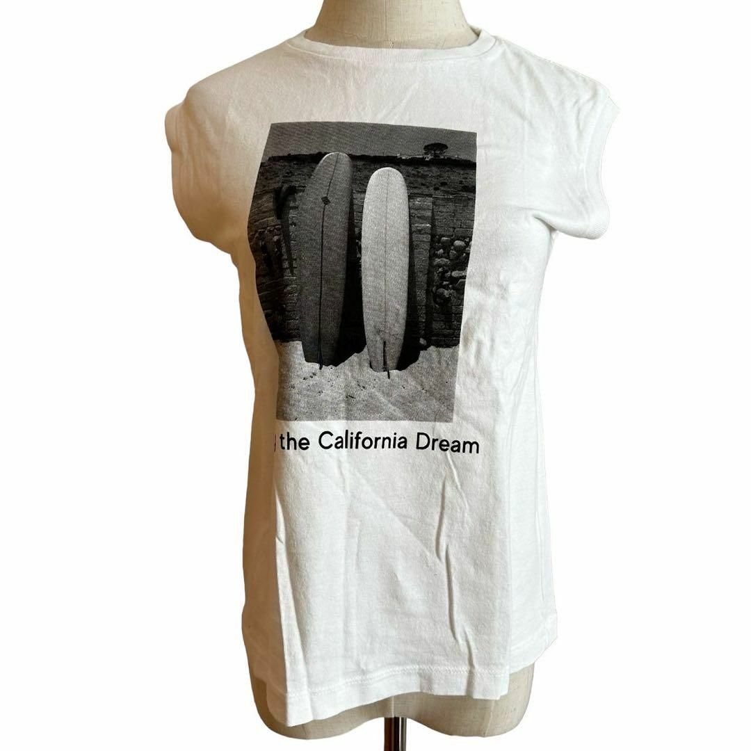 GU(ジーユー)のトップス　Tシャツ　GU ジーユー　ホワイト　白　綿100% プリント　夏 レディースのトップス(Tシャツ(半袖/袖なし))の商品写真