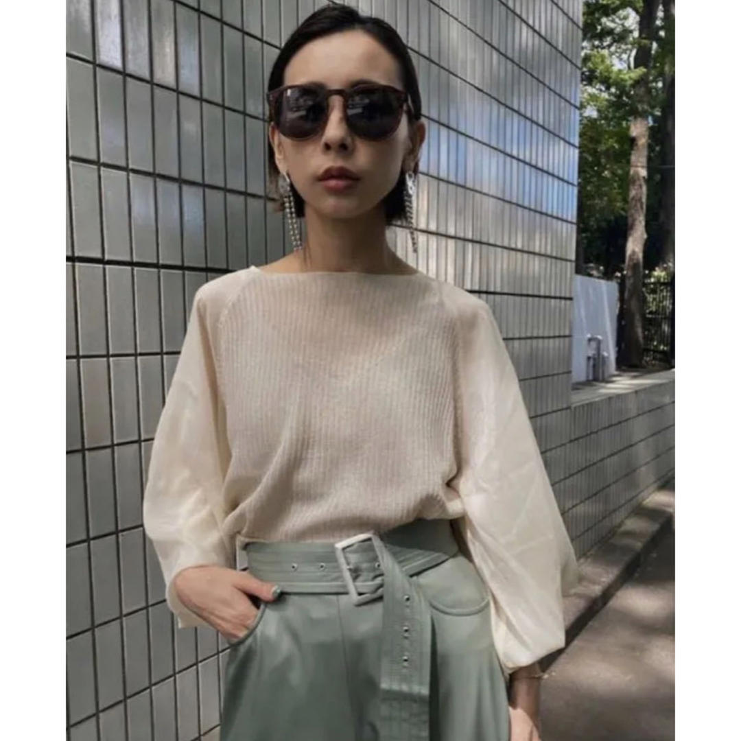 Ameri VINTAGE(アメリヴィンテージ)のアメリヴィンテージ　VOLUME SLEEVE SHEER KNIT TOP レディースのトップス(カットソー(長袖/七分))の商品写真