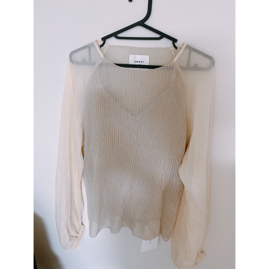 Ameri VINTAGE(アメリヴィンテージ)のアメリヴィンテージ　VOLUME SLEEVE SHEER KNIT TOP レディースのトップス(カットソー(長袖/七分))の商品写真