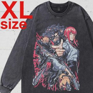 【希少】チェンソーマン　ヴィンテージ加工　ロングスリーブTシャツ　ブラック　XL(Tシャツ/カットソー(七分/長袖))