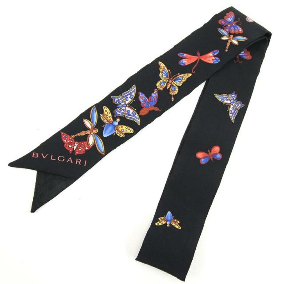 BVLGARI(ブルガリ)の ブルガリ スカーフ ブラック マルチカラー シルク 中古 レディースのファッション小物(バンダナ/スカーフ)の商品写真