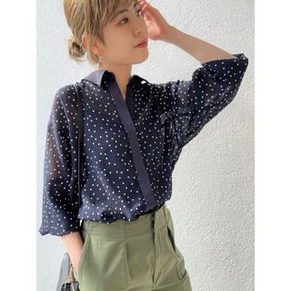 スピックアンドスパン(Spick & Span)のSpick and Span ドビードット異素材切替シャツ(シャツ/ブラウス(長袖/七分))