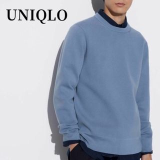 ユニクロ(UNIQLO)のUNIQLOユニクロウォッシャブルストレッチミラノリブクルーネックセーターブルー(ニット/セーター)