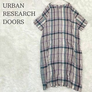 アーバンリサーチドアーズ(URBAN RESEARCH DOORS)のURBAN RESEARCH DOORS リネンチェックワンピース(ロングワンピース/マキシワンピース)