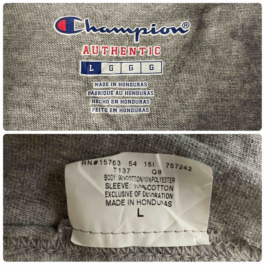 Champion(チャンピオン)の[古着]チャンピオン　七分袖　Tシャツ　ロンT　刺繍　ラグラン　グレー　青 その他のその他(その他)の商品写真