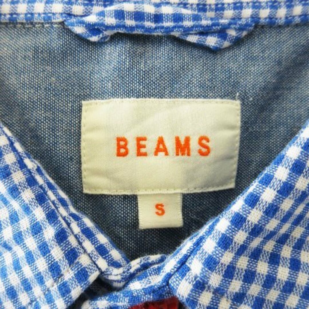 BEAMS(ビームス)のビームス シャツ レギュラー 半袖 ガーゼ 柔らか コットン チェック S 青 メンズのトップス(シャツ)の商品写真