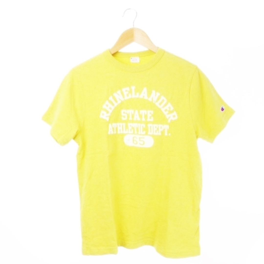 Champion(チャンピオン)のチャンピオン Tシャツ クルーネック 半袖 コットン フロッキー ロゴ M 黄 メンズのトップス(Tシャツ/カットソー(半袖/袖なし))の商品写真