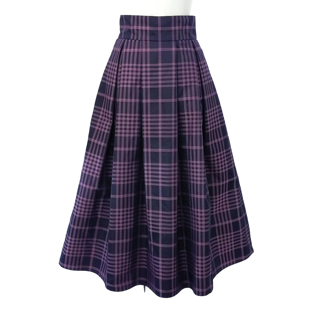エムマーリエルカセット タックフレアチェックボリューム フレア スカート レディースのスカート(その他)の商品写真