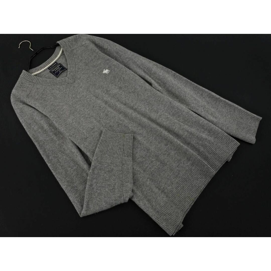 Abercrombie&Fitch(アバクロンビーアンドフィッチ)のAbercrombie & Fitch アバクロンビー＆フィッチ カシミヤ100% Vネック ワンポイント ニット セーター sizeM/グレー ◇■ メンズ メンズのトップス(ニット/セーター)の商品写真