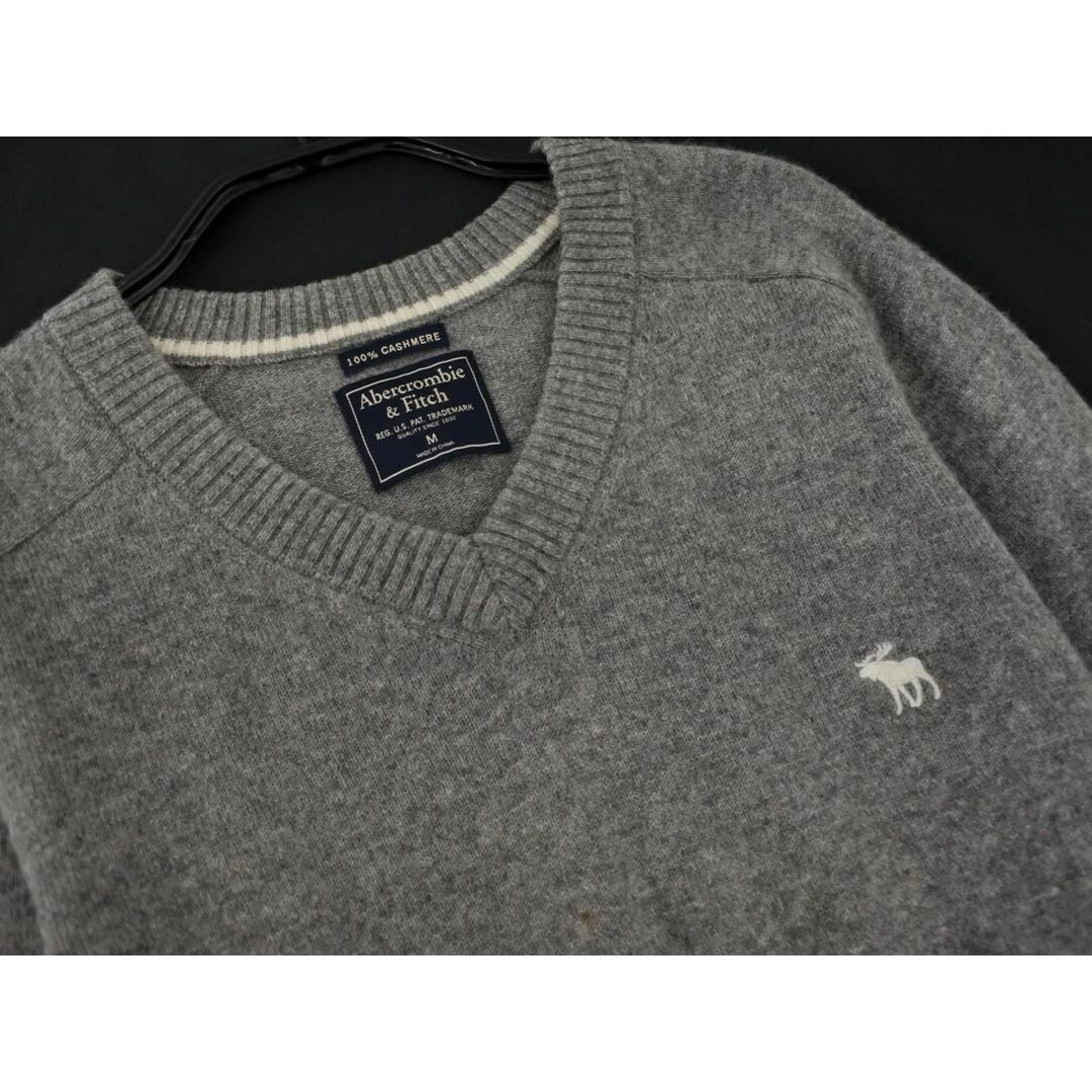 Abercrombie&Fitch(アバクロンビーアンドフィッチ)のAbercrombie & Fitch アバクロンビー＆フィッチ カシミヤ100% Vネック ワンポイント ニット セーター sizeM/グレー ◇■ メンズ メンズのトップス(ニット/セーター)の商品写真