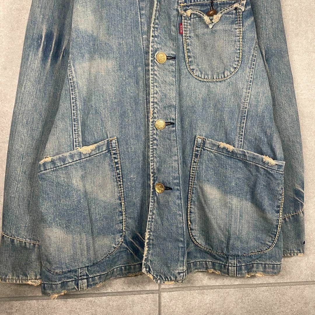 Levi's(リーバイス)の[古着]リーバイス　Gジャン　カバーオール　刻印　エイジング　ヒゲ　ハチノス　青 メンズのジャケット/アウター(Gジャン/デニムジャケット)の商品写真