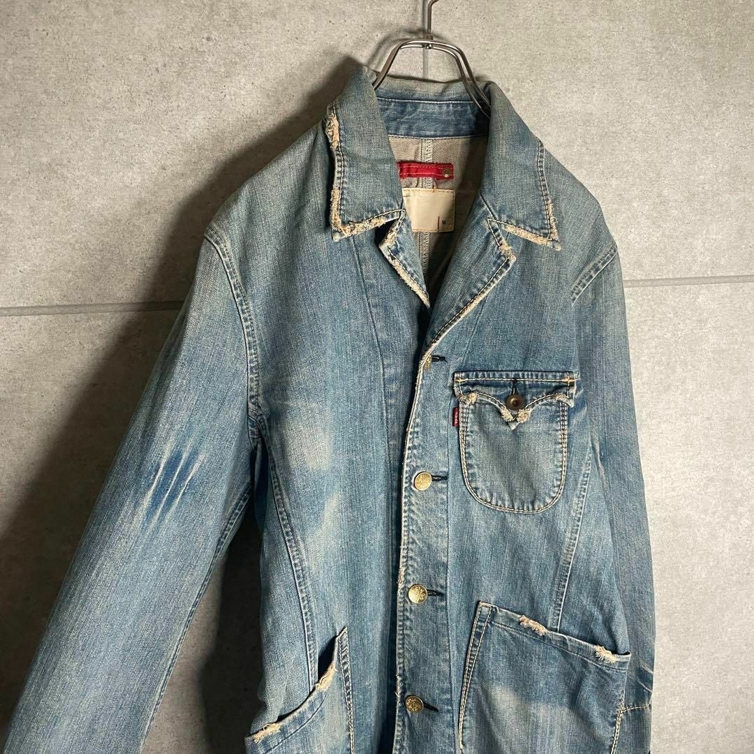 Levi's(リーバイス)の[古着]リーバイス　Gジャン　カバーオール　刻印　エイジング　ヒゲ　ハチノス　青 メンズのジャケット/アウター(Gジャン/デニムジャケット)の商品写真