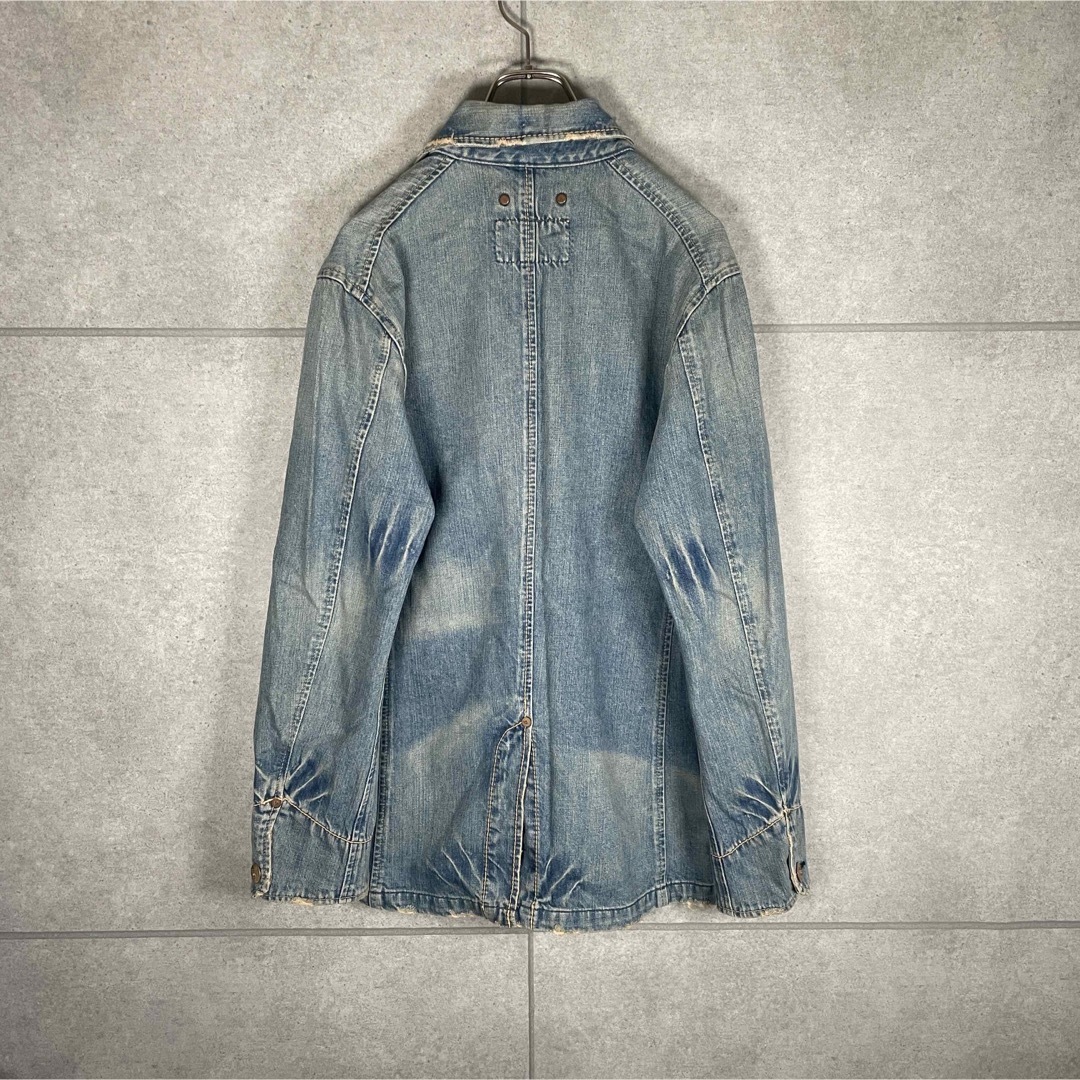 Levi's(リーバイス)の[古着]リーバイス　Gジャン　カバーオール　刻印　エイジング　ヒゲ　ハチノス　青 メンズのジャケット/アウター(Gジャン/デニムジャケット)の商品写真