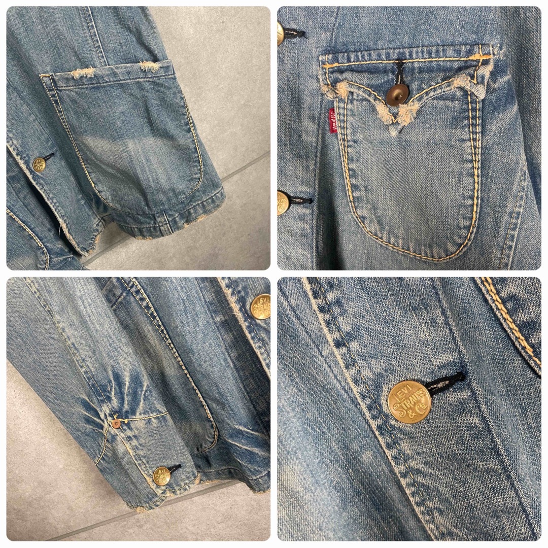 Levi's(リーバイス)の[古着]リーバイス　Gジャン　カバーオール　刻印　エイジング　ヒゲ　ハチノス　青 メンズのジャケット/アウター(Gジャン/デニムジャケット)の商品写真