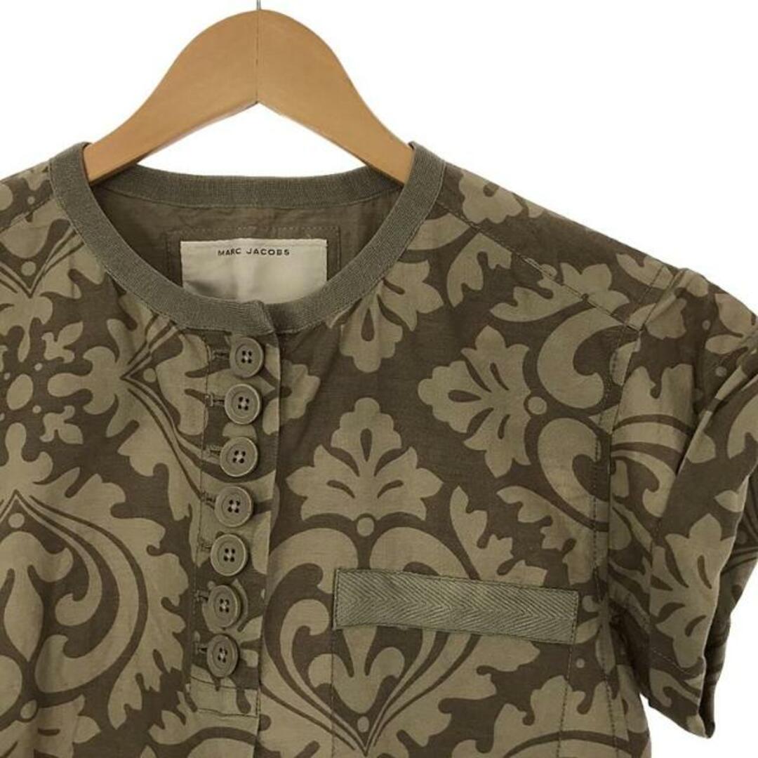 MARC JACOBS(マークジェイコブス)のMARC JACOBS / マークジェイコブス | リネン コットン カモフラージュ柄 ヘンリーネック Tシャツ | 0 | ベージュ | レディース レディースのトップス(Tシャツ(半袖/袖なし))の商品写真