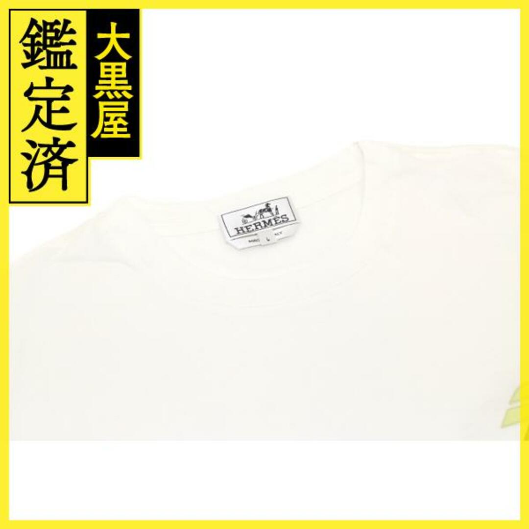 Hermes(エルメス)のHERMES　Tシャツ ミニレザーパッチ　メンズL　ホワイト　【200】 メンズのトップス(Tシャツ/カットソー(半袖/袖なし))の商品写真