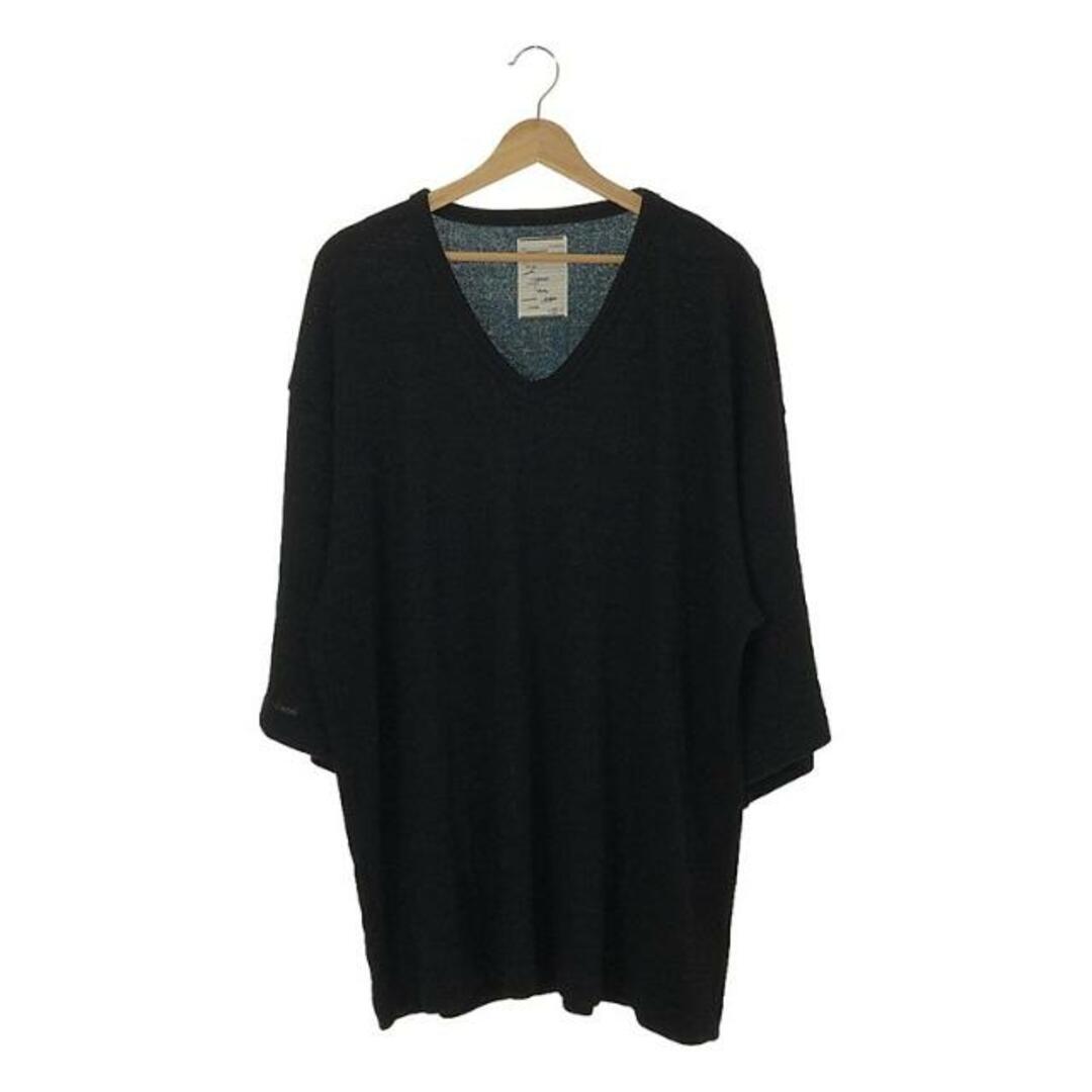 SHAREEF(シャリーフ)のSHAREEF / シャリーフ | E/R PLAIN STITCH LONG-T バック切替 オーバーサイズ Vネック Tシャツ | 2 | ブラック | メンズ メンズのトップス(Tシャツ/カットソー(七分/長袖))の商品写真