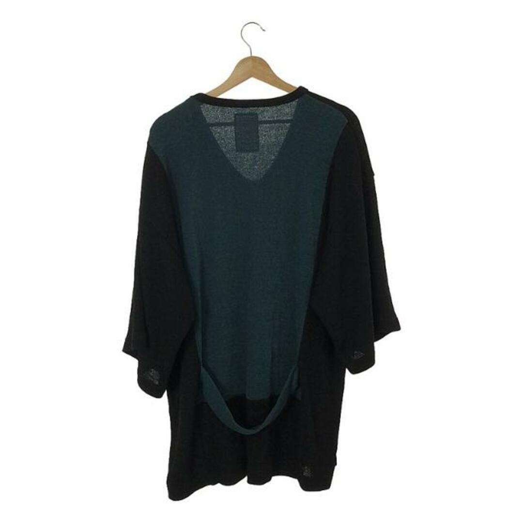 SHAREEF(シャリーフ)のSHAREEF / シャリーフ | E/R PLAIN STITCH LONG-T バック切替 オーバーサイズ Vネック Tシャツ | 2 | ブラック | メンズ メンズのトップス(Tシャツ/カットソー(七分/長袖))の商品写真