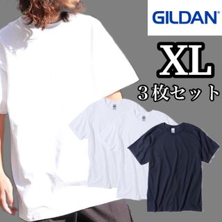 ギルタン(GILDAN)の新品 ギルダン 6oz ウルトラコットン 無地 半袖Tシャツ 白黒3枚 XL(Tシャツ/カットソー(半袖/袖なし))