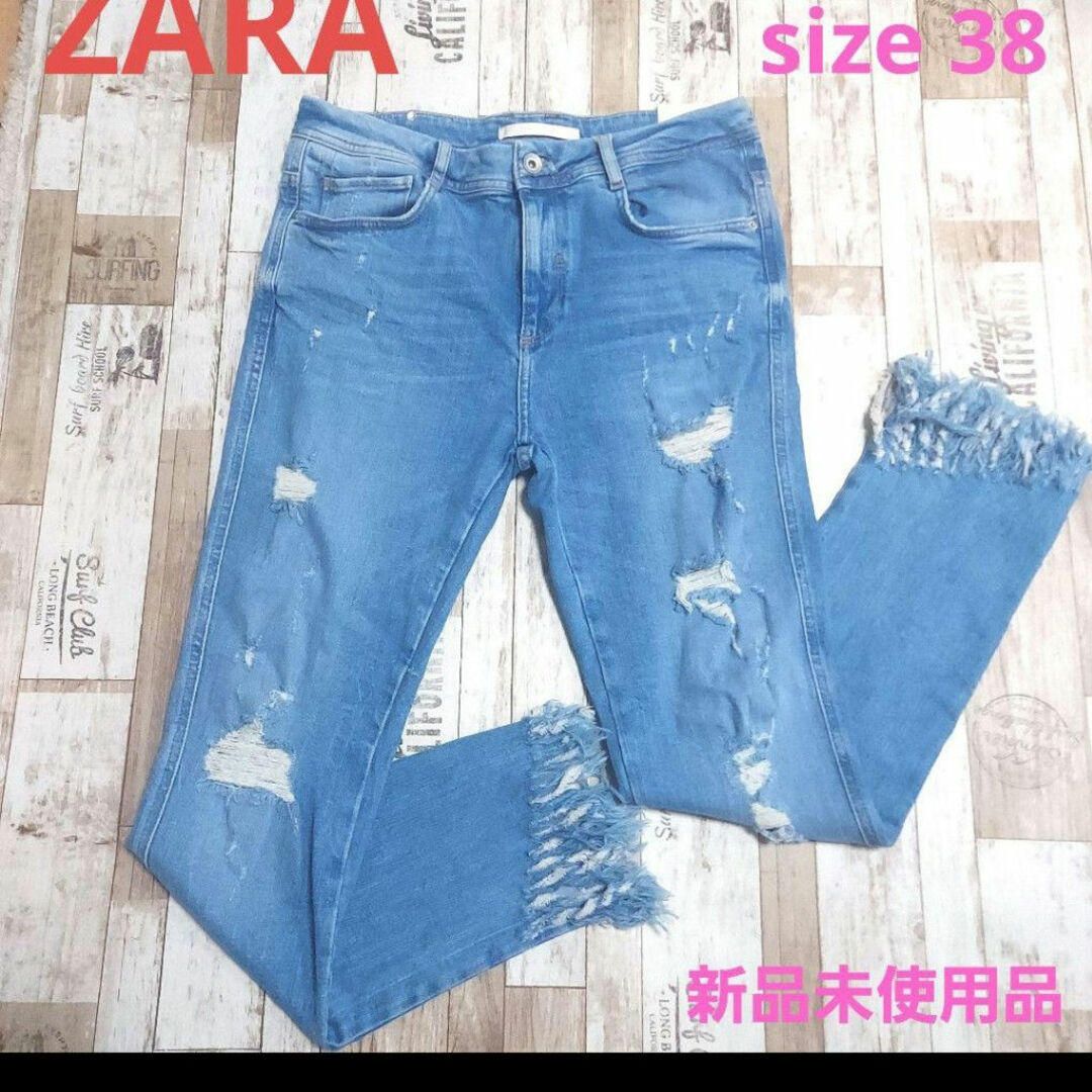 ZARA(ザラ)のZARA スキニー L ダメージ加工 フリンジ 切りっぱなし レディースのパンツ(デニム/ジーンズ)の商品写真