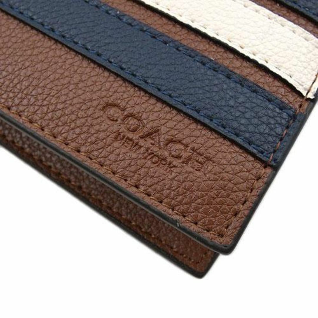 COACH(コーチ)のコーチ 財布 COACH レザー 二つ折り 札入れ ヴァーシティ ストライプ コンパクト 茶 ブラウン メンズ OJ10154 レディースのファッション小物(財布)の商品写真