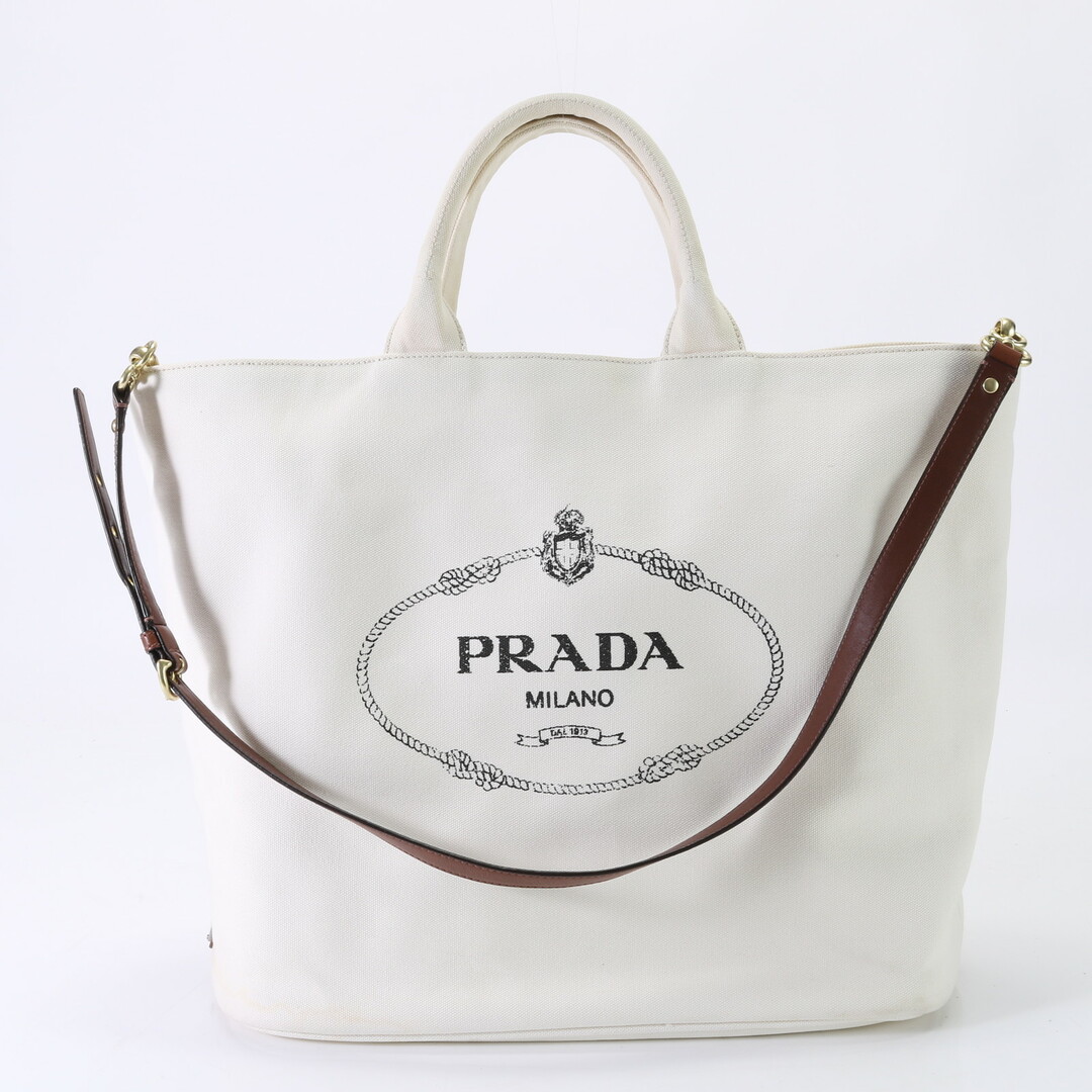 PRADA(プラダ)の極美品 プラダ 三角ロゴ カナパ キャンバス 2WAY トート バッグ ショルダー ビジネス 通勤 書類鞄 A4 レザー メンズ MME U4-5 メンズのバッグ(トートバッグ)の商品写真