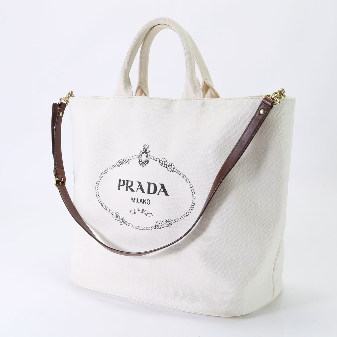 PRADA(プラダ)の極美品 プラダ 三角ロゴ カナパ キャンバス 2WAY トート バッグ ショルダー ビジネス 通勤 書類鞄 A4 レザー メンズ MME U4-5 メンズのバッグ(トートバッグ)の商品写真