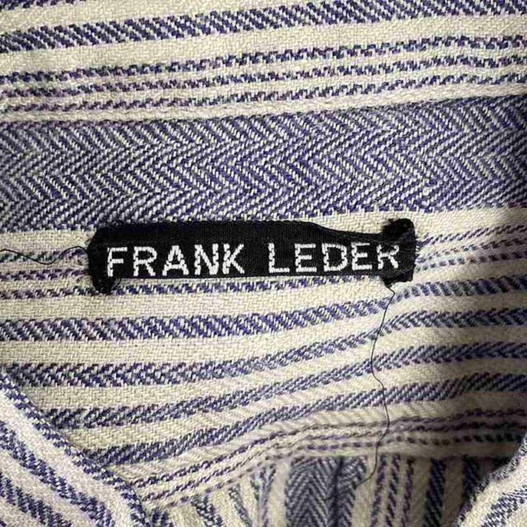 FRANK LEDER(フランクリーダー)のFRANK LEDER / フランクリーダー | リネン バンドカラー ストライプシャツ | XS | ホワイト / ネイビー | メンズ メンズのトップス(Tシャツ/カットソー(七分/長袖))の商品写真