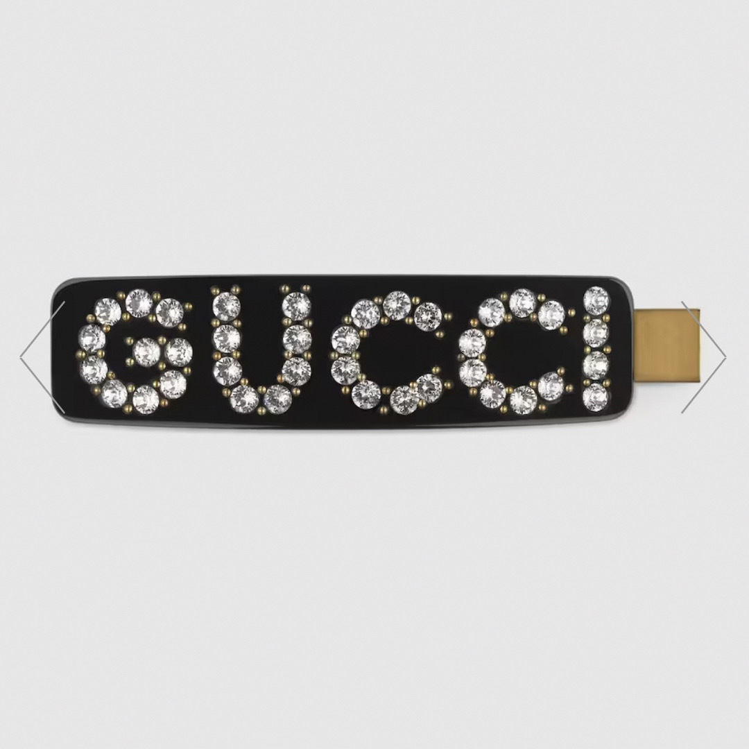 Gucci(グッチ)のGUCCI グッチ　クリスタル グッチ シングル ヘアクリップ レディースのヘアアクセサリー(バレッタ/ヘアクリップ)の商品写真