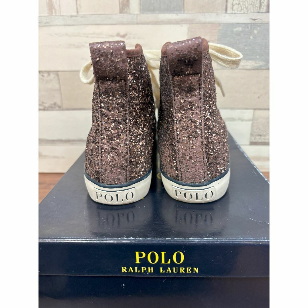 POLO RALPH LAUREN(ポロラルフローレン)のポロ ラルフローレン ★ハイカットスニーカー★２４㎝★ラメ★ブロンズ レディースの靴/シューズ(スニーカー)の商品写真