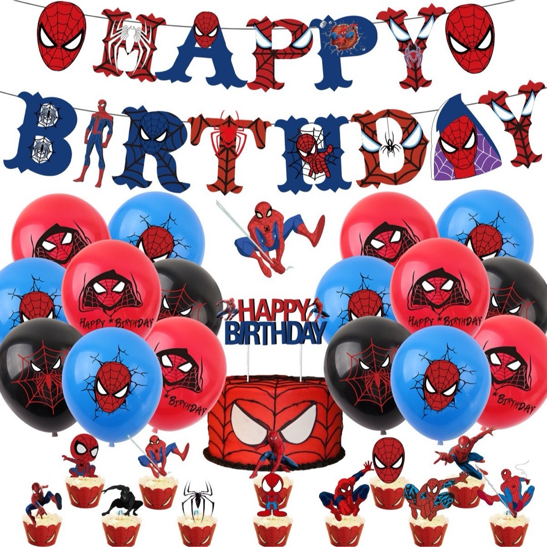 ガーランド  スパイダーマン誕生日セット　風船 飾り お祝い パーティーグッズ  ハンドメイドのパーティー(ガーランド)の商品写真