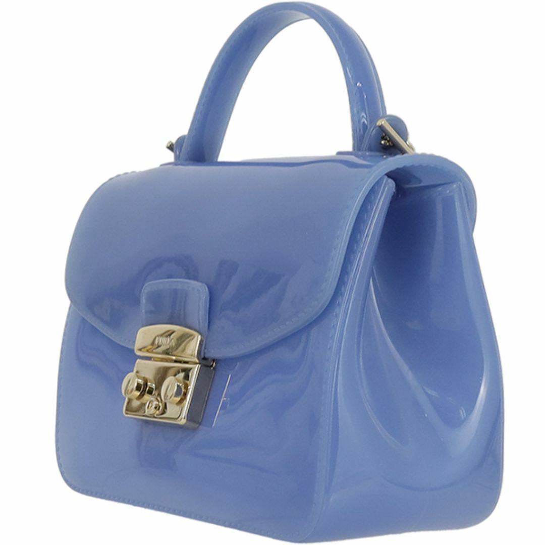 Furla(フルラ)のフルラ メトロポリス ビニールバッグ ショルダーバッグ ビニール ブルー ゴールド 青 レディース 美品 155619 レディースのバッグ(ショルダーバッグ)の商品写真