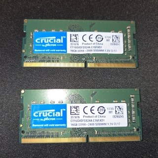 クルーシャル(crucial)のcrucial ノートパソコン用 メモリ 16GB 二枚組(PCパーツ)