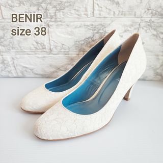 BENIR ウェディングシューズ 38(24.5cm相当) レース 白(ハイヒール/パンプス)