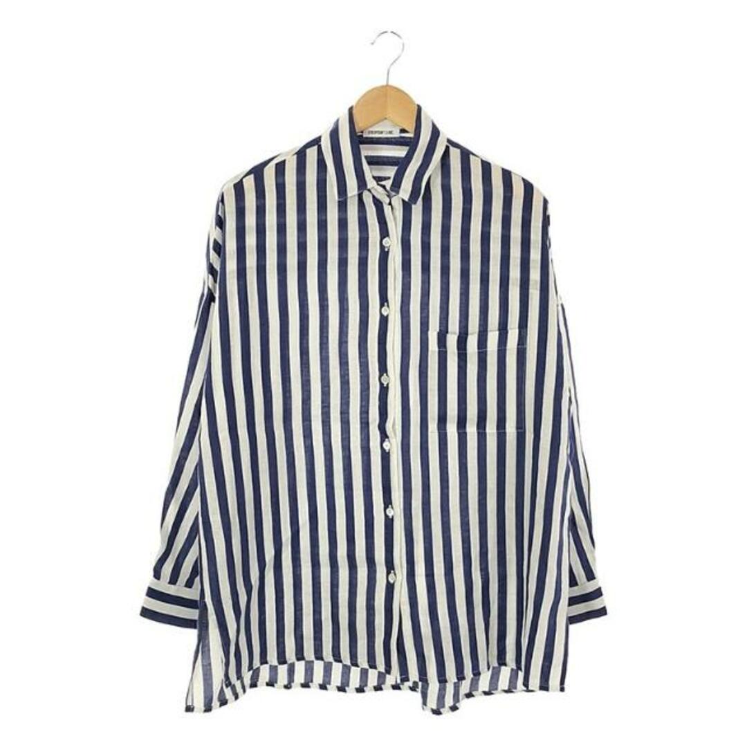 DEUXIEME CLASSE(ドゥーズィエムクラス)の【美品】  Deuxieme Classe / ドゥーズィエムクラス | 2021SS | EVERY DAY I LIKE. LINEN WIDEシャツ | F | ホワイト/ネイビー | レディース レディースのトップス(シャツ/ブラウス(長袖/七分))の商品写真