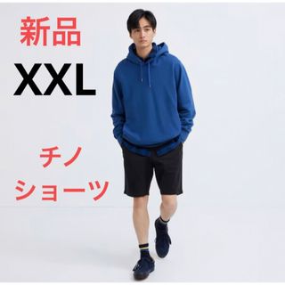 ユニクロ(UNIQLO)の新品　ユニクロ　チノショーツ　ネイビー　XXLサイズ(ショートパンツ)