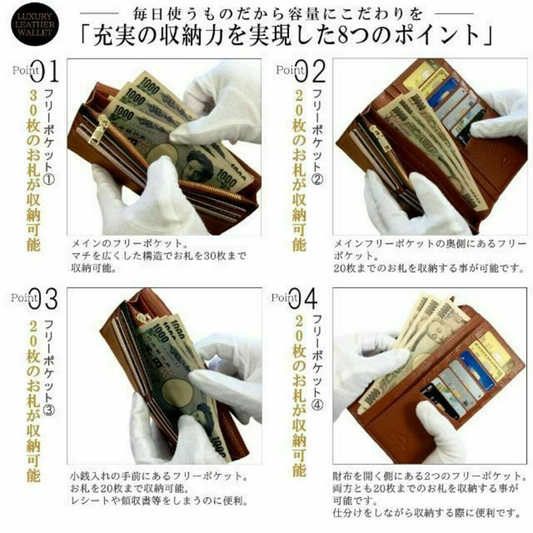 長財布 メンズ ブランド 新品 本革 二つ折り財布 革 二つ折り 未使用 B メンズのファッション小物(折り財布)の商品写真