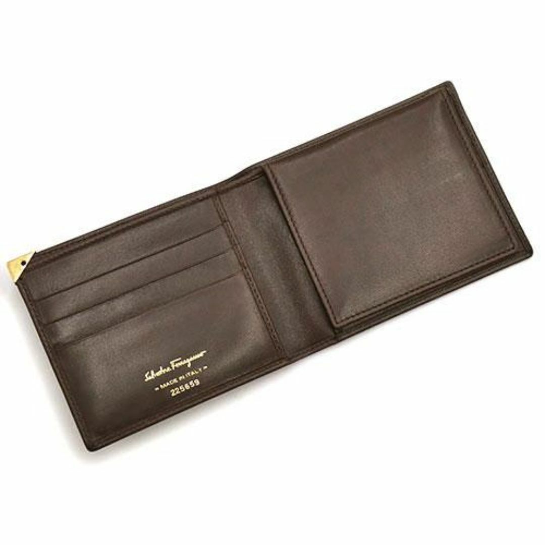 Ferragamo(フェラガモ)の サルバトーレ フェラガモ 財布 Salvatore Ferragamo レザー 二つ折り 札入れ IDカード入れ付き ブラウン メンズ OJ10241 メンズのファッション小物(折り財布)の商品写真