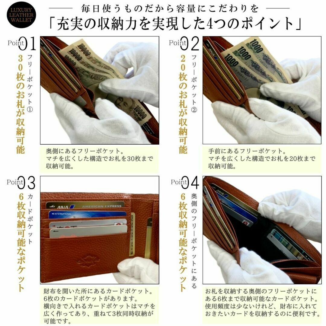 二つ折り財布 ブランド 新品 メンズ 本革 二つ折り 財布 新品 未使用 ネイビ メンズのファッション小物(折り財布)の商品写真